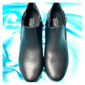 Black leather ankle booties NEVER WORN